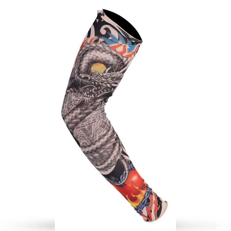 Подогреватель рук с татуировкой принтом — защита от ультрафиолета, велосипедный рукав, унисекс, модный аксессуар - Изображение 3 из 4