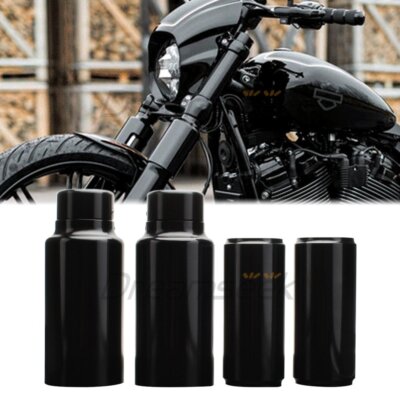 Oben & Unten Gabelcover Gabel Kappen für Harley Softail Breakout 18-21 Schwarz
