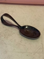 Vintage Silver Tone Curved Handle Baby Spoon