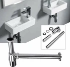 Chrome Brass 1-1/4" Bottle P Trap tube Basin Sink Waste Trap Drain Tube Kit