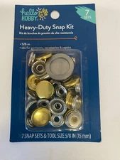 Hello Hobby Gold Heavy Duty Snap Kit Fasteners, Nickel Plated Brass (7 Count)