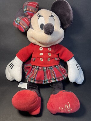Christmas Edition Large TARTAN MINNIE MOUSE Plüschtier DISNEY STORE 2016