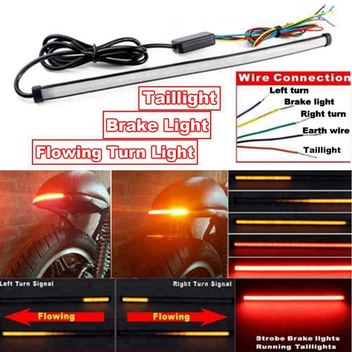 12v Motorbike Strip Rear Tail Indicator Brake LED Light Cafe For Racer Streetfig