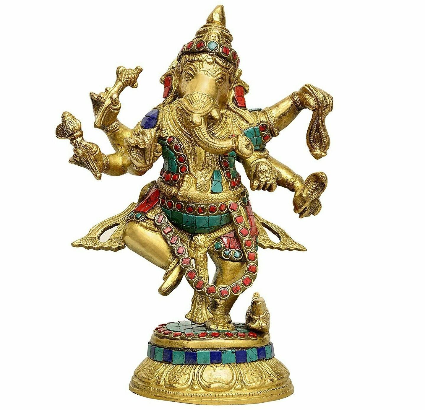 Brass Dancing Ganesha Set 6 Inch Lord Ganesha Statue 