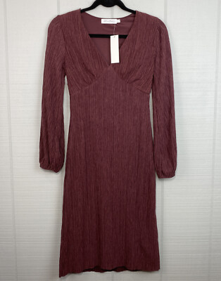 wine color long sleeve dress Alayna