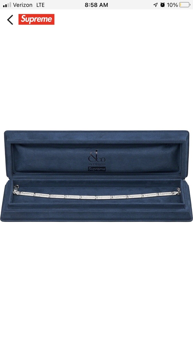 Supreme Jacob & Co Box Logo Link Bracelet L-XL in Sterling Supreme Jacob & Co Box Logo Link Bracelet L-XL in Sterling