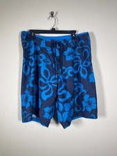 Speedo Men's Black Blue Tropical Floral Board Shorts Surf Beach 36 Summer Resort