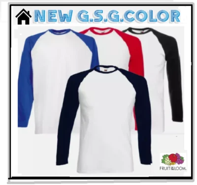 MAGLIA T-shirt Baseball maniche lunghe100% cotone Fruit of the Loom - Imagen 1 de 2