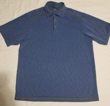 Tommy Bahama Polo Shirt Men Size Large Blue Short Sleeve Tencel Blend