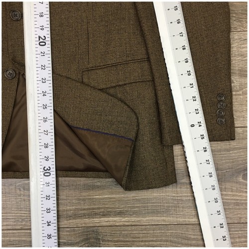 ADOLFO Mens Blazer Sport Coat Casual Two Button Jacket Size 44R Wool Suit Brown - Picture 8 of 12