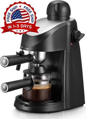 Maquina De Cafe Espresso y Capuchino Para Oficina Casa Portatil Cafetera Negro