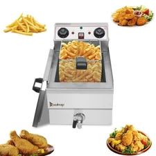 1700W Electric Deep Fryer 12.5QT Commercial Tabletop Fry Basket Stainless Steel