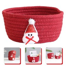 Cotton Rope Woven Red Christmas Storage Basket Holiday Character Organizer Bin