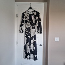 Primark Black & White Floral Midi Occasion Dress Size 6 New with Tags RRP £16
