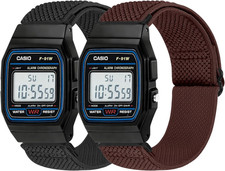 2 Pack Elastic Bands Compatible with Casio F-84/F-91W/F-94/A158/A168/F-105/F-108