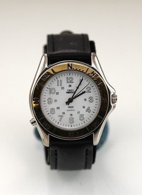 Timex Herren Quarzuhr Indiglo Edelstahl Silber Gold WR Schwarz Leder 24h Weiß