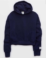Offline by Aerie Women s Coffee Run Cropped Navy Blue Hoodie Sz Medium New