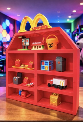 #ad Red amp; Yellow Display Shelf w Sign for Lil McDonald’s Happy Meal Toys No Toys $60.00