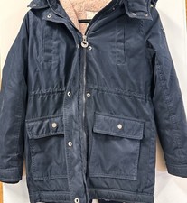 Abercrombie  Fitch Kids Jacket Size 13/14 Navy Hooded Parka Pink Sherpa Lined