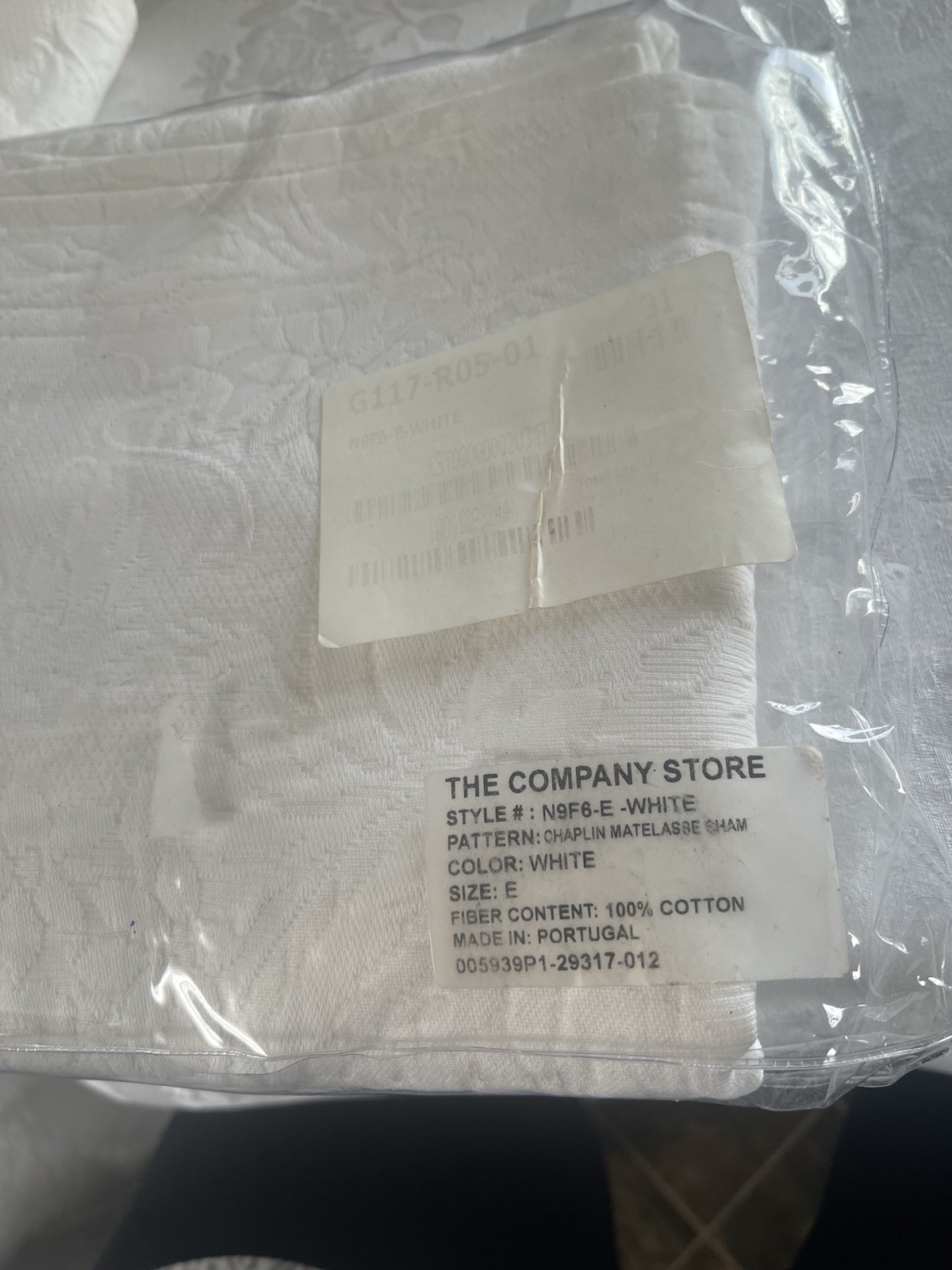 THE COMPANY STORE Chaplin Matelasse Sham 100% Cotton Embossed Sz E (27x27) Set 2
