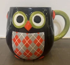 Harry & David Multicolor Large Owl Coffee Mug Tea Cup 2015 4 1/4" Tall 22 Oz