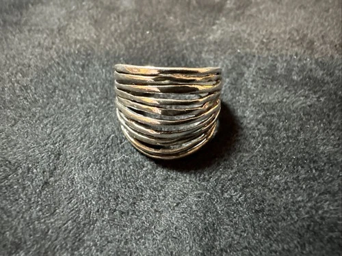 VTG 925 Sterling Silver Modernist Minimalist Brutalist Chunky Ring Size 7, 4.3g