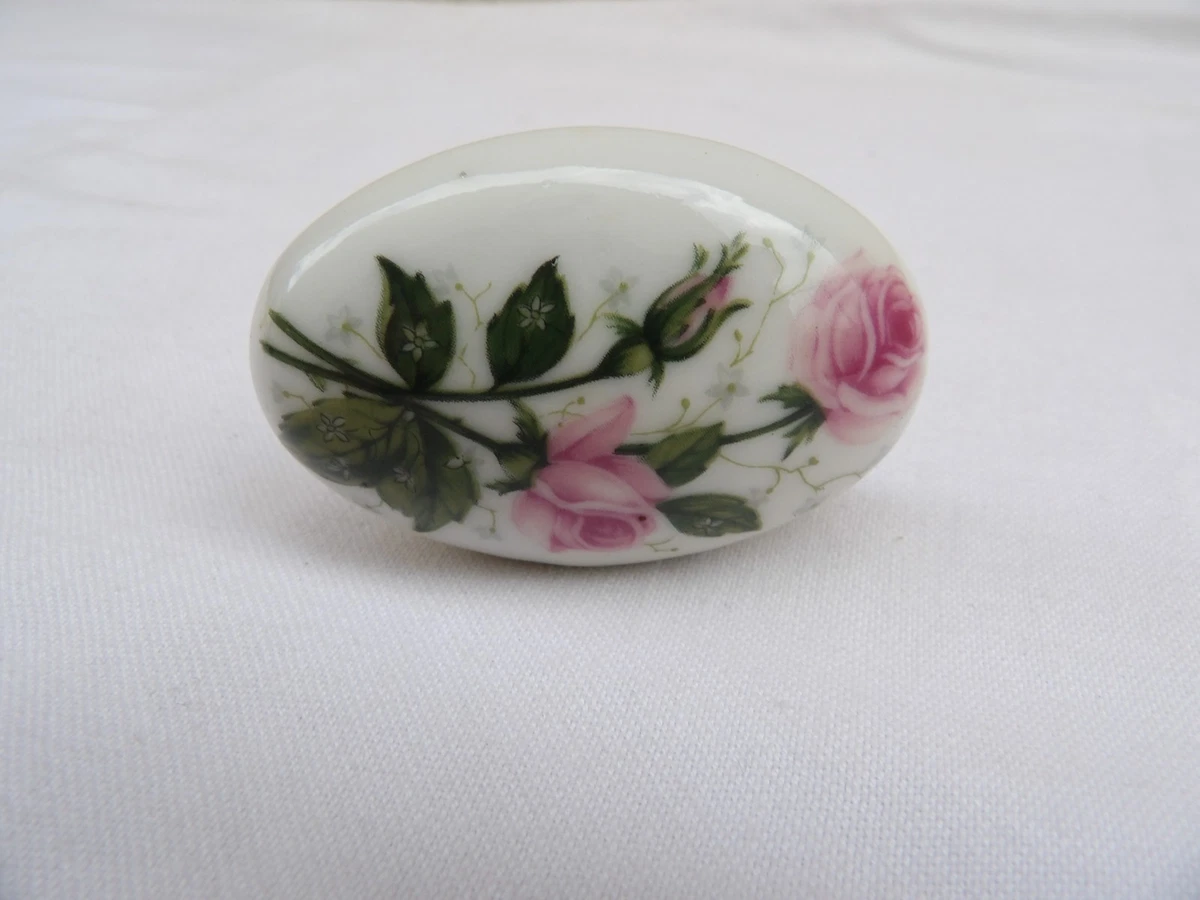 Bouton de placard ou de porte en porcelaine motif fleurs polychromes