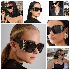 Saint Laurent SL M119 BLAZE-001 Black Gold YSL LOGO Cat Eye AUTHENTIC Sunglasses