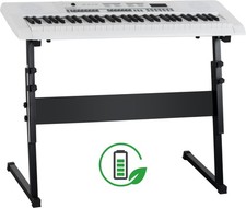 61 Tasten Akku Keyboard tragbar Klavier St&auml;nder Set 200 Sounds Rhythmen USB Wei&szlig;