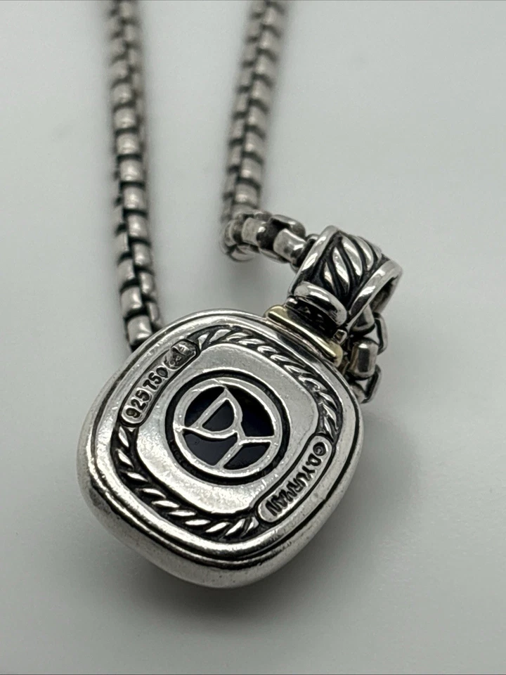 David Yurman 14k 金纯银 Noblesse Chalcedony 带 32 英寸链条 — 第 2/3 张图片