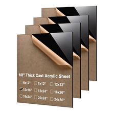 KINLINK 12x16 Fogli di Plexiglass Spessore 1/8 di Pollice - 3mm Nero Fuso 12x16, 