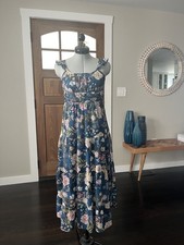 Speechless Girls Size 10 Teal Floral Maxi Dress Tiered Ruffle Boho