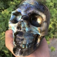 Crâne En Cristal De Labradorite Sculpté Réplique Minérale Unique Décorative