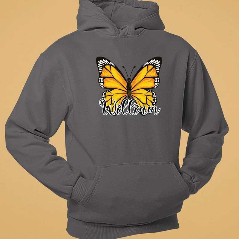 Personalised Butterfly Custom Name Hoodie Monarch Design Elegant Gift