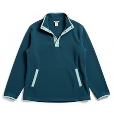 Duluth Trading Co Snap Neck Fleece Pullover Teal Blue Women's Size M