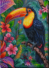 Bead Embroidery Kit DIY "Exotic beau" Beaded Needlepoint Craft Set