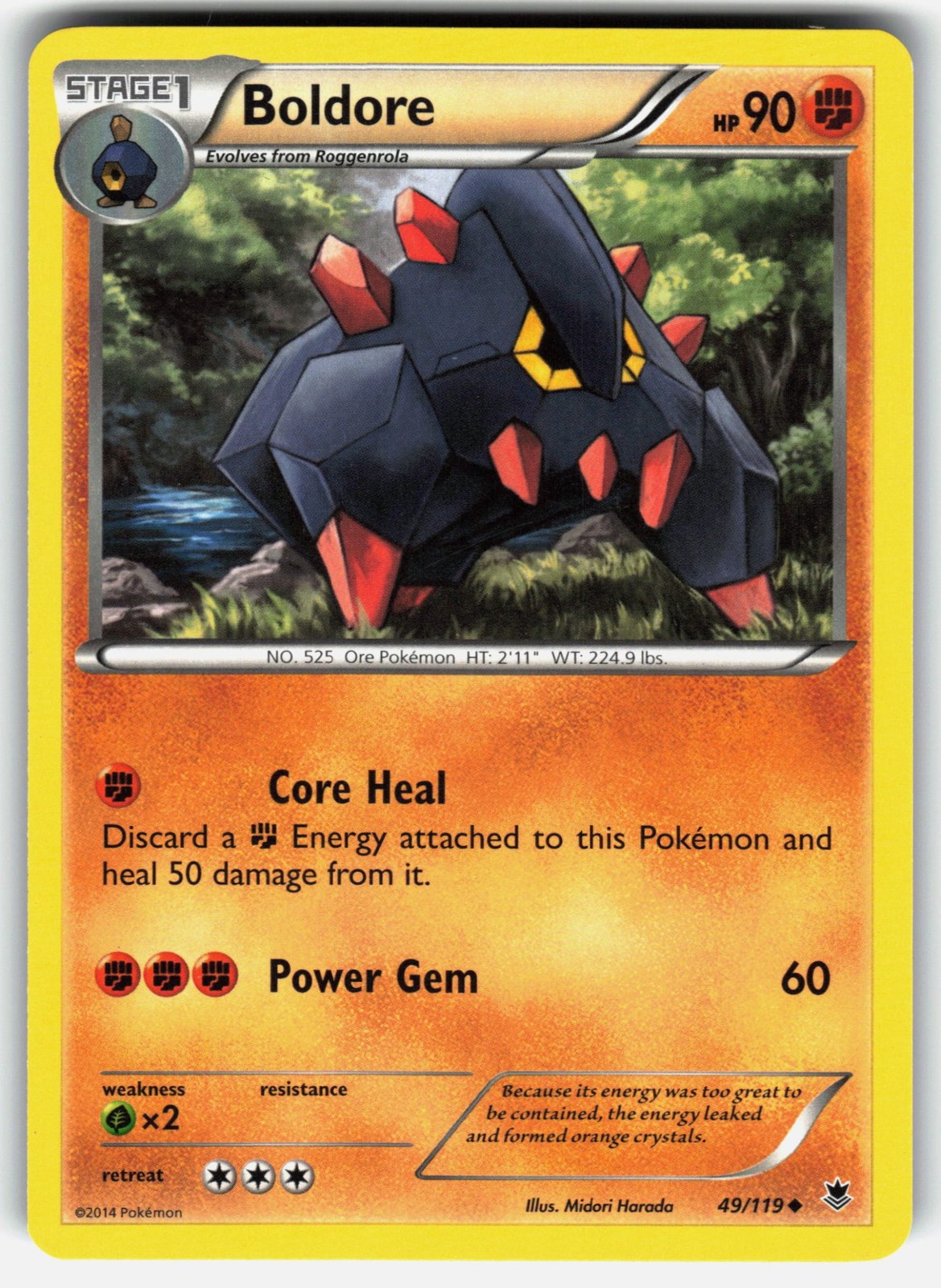 Boldore 49/119 Uncommon XY - Phantom Forces Pokemon EN Moderately Played MP