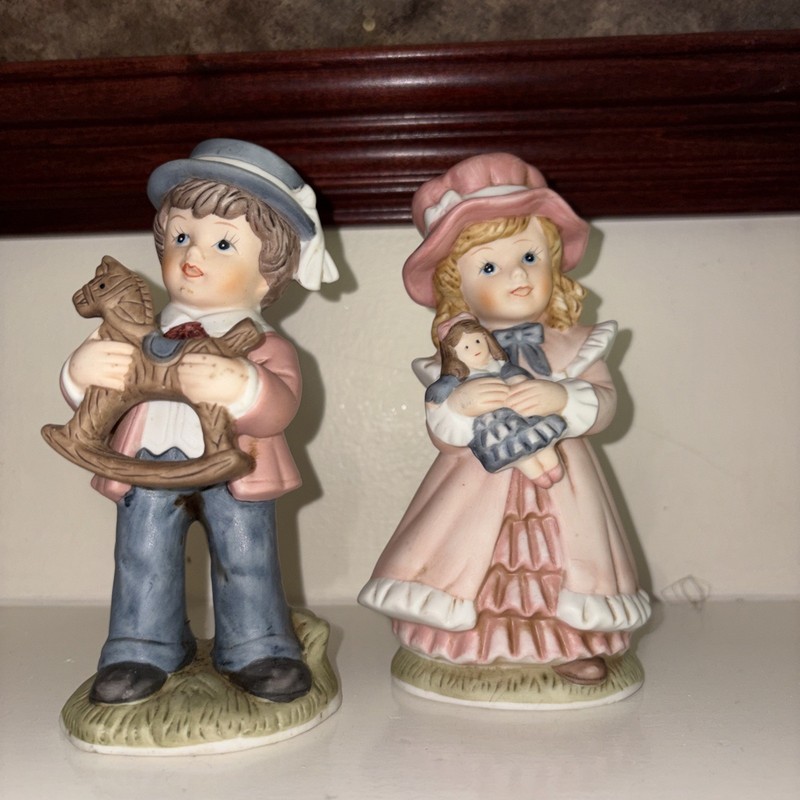Vintage Homeco Victorian Girl and Boy 6" tall Figurines #1419