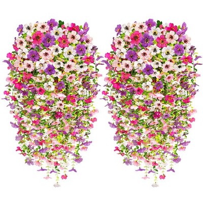 Yueshop 4 Stück künstliche hängende Blumen, UV-beständig Einheitsgröße, gemischte Farben 
