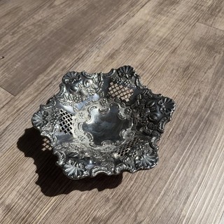 Ornate vintage (possibly antique) silver plated sweet dish FIA marking
