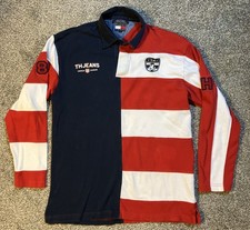 Vintage Tommy Hilfiger Long Sleeve Flag Rugby Polo Size Medium Color Block 2002