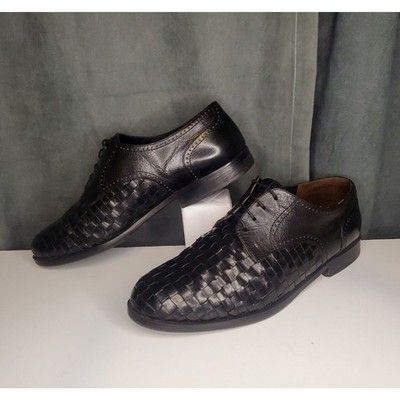 Meltonian Black Leather Dress Shoes Woven US Mens 10 Right Shoe Wide, Left M