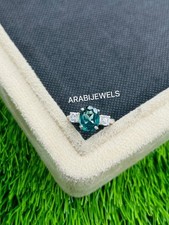 Three Stone Teal Sapphire Ring 925 Sterling Silver Gift For Her Engagement Ring.