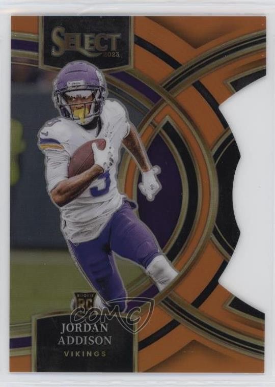 2023 Panini Select Premier Level Orange Prizm Die-Cut /399 Jordan Addison 1pd2