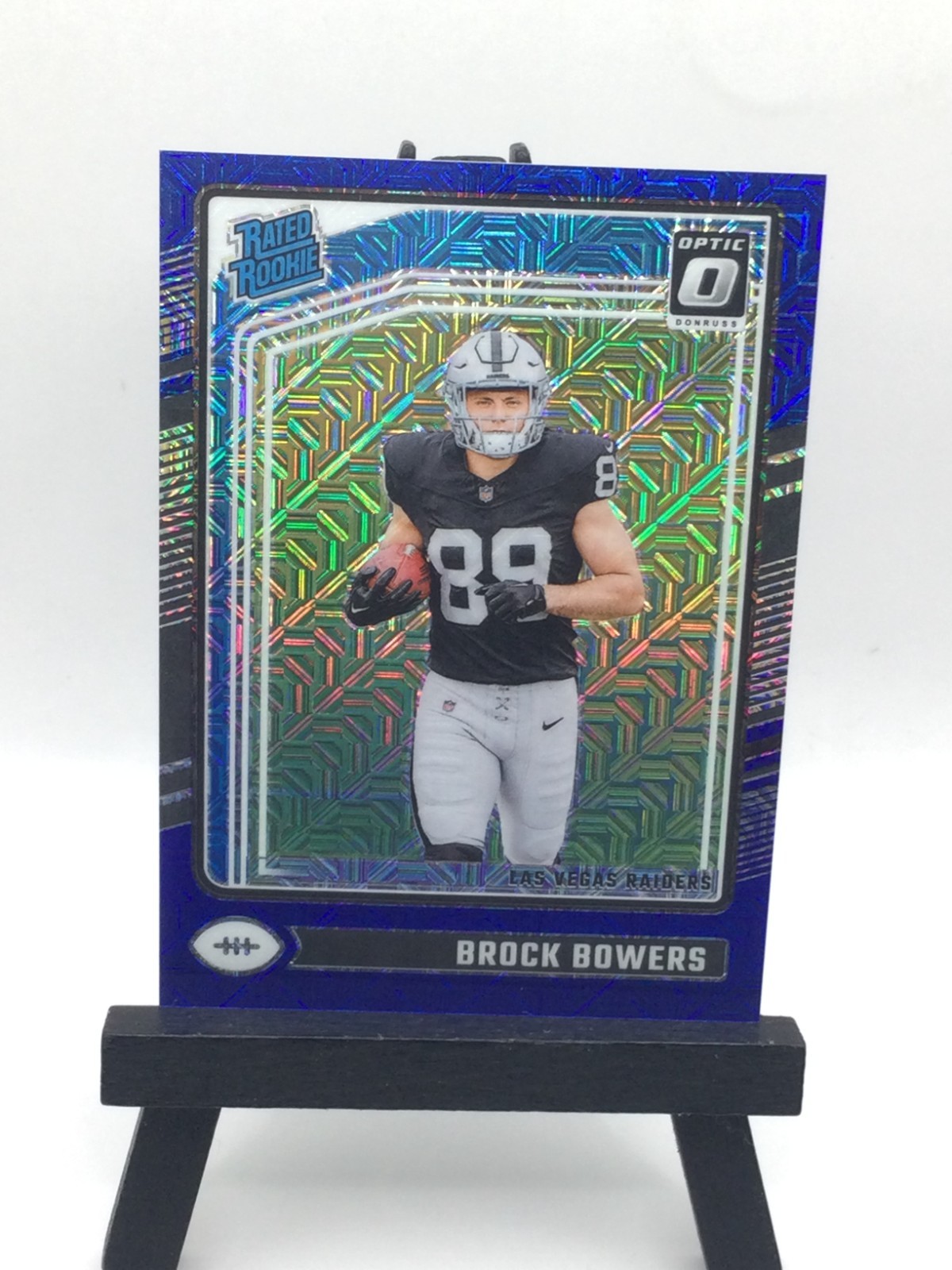 2024 Panini Donruss Optic Brock Bowers RC #215 Rated Rookie Blue Mojo #3/5