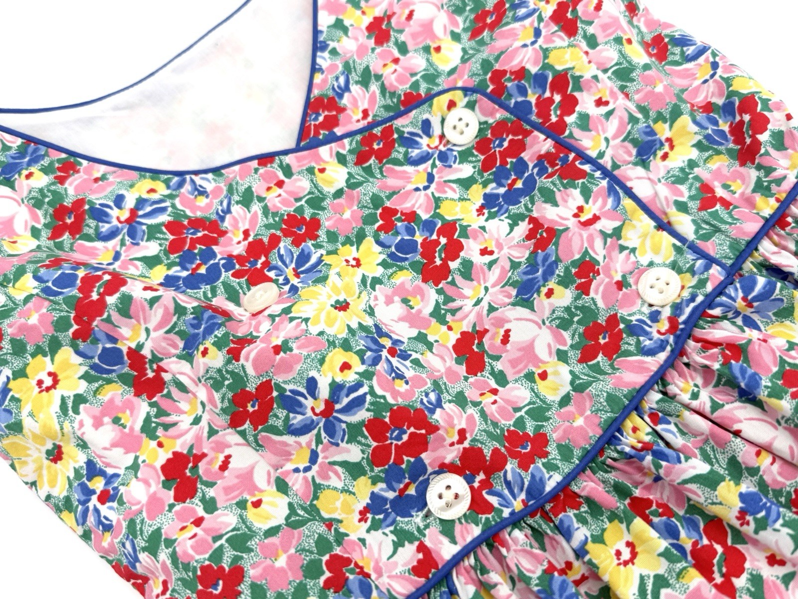 VGUC Polo Ralph Lauren Little Girls Easter Blue Floral Cotton Poplin Dress 6-7 thumbnail 8