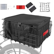 Metal Rear Bicycle Bike Basket With Removable Liner Bag Reflective Sheet Outdoor