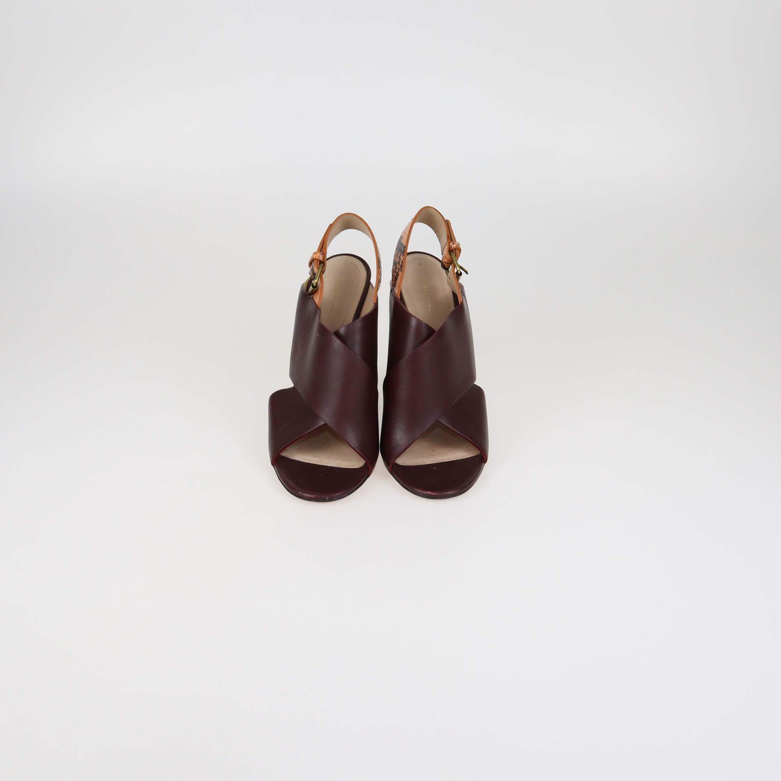 Celine Burgundy Leather & Python Slingback Wedge … - image 1