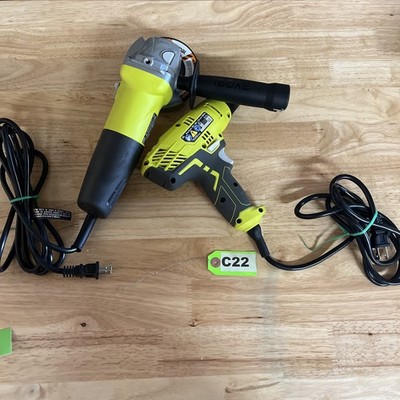 Ryobi AG4031G 5.5Amp 4 1/2'' Angle Grinder and Ryobi Drill D43 - C22