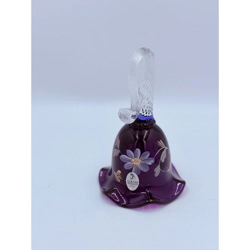 Fenton Amethyst Purple Glass Bell Hand Painted Signed Dan Fenton 1998 #431
